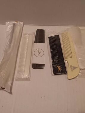 10 Vintage Hair Plastic Combs And Brushes Travel Hotel Packaged New